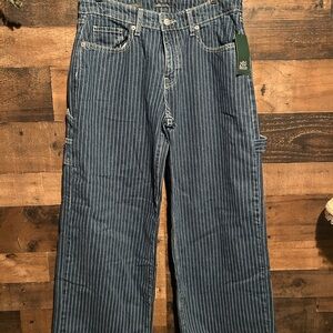 Woman’s Striped Blue Jeans
